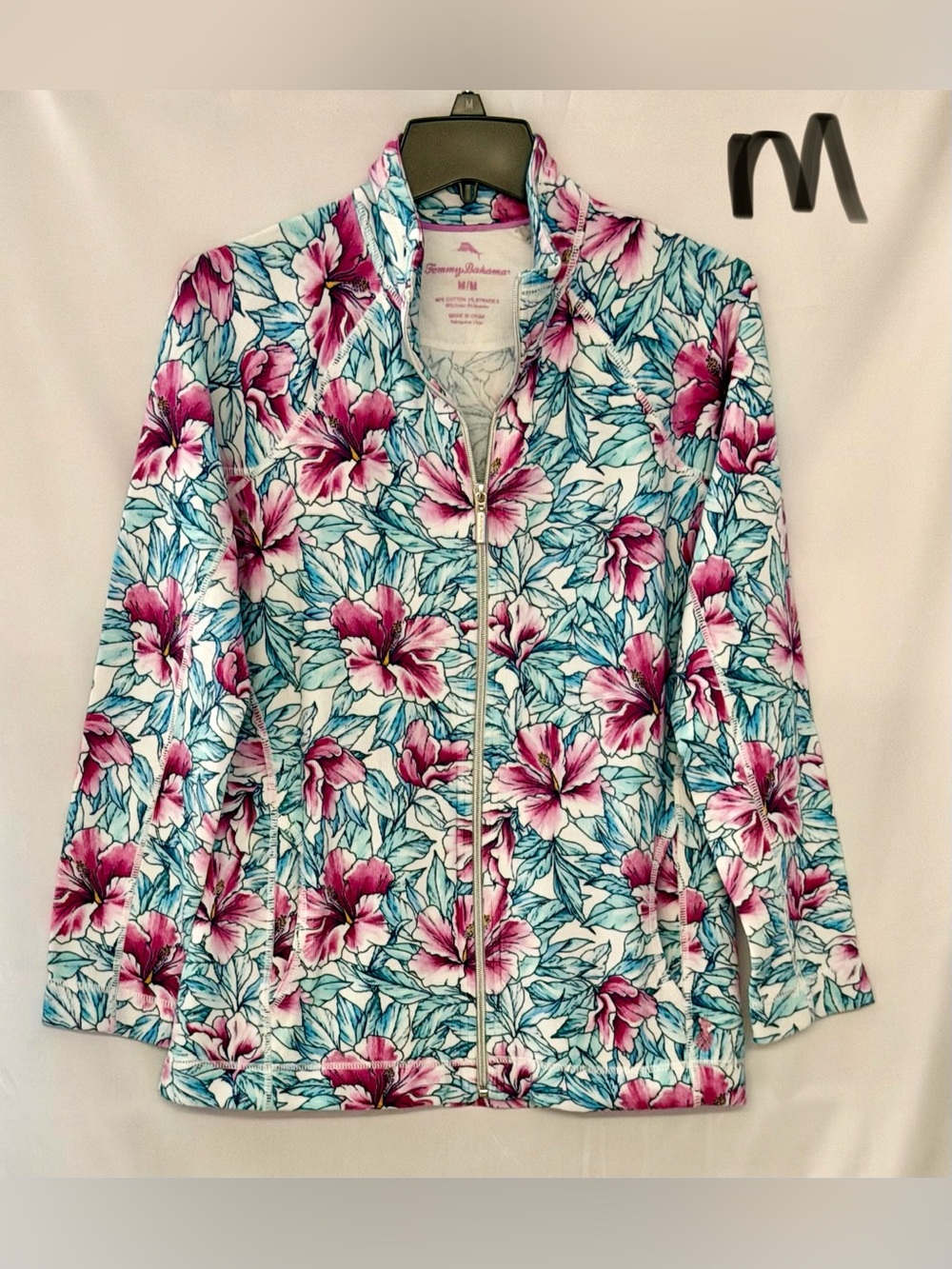 Tommy Bahama White Jacket with Pink Floral Pattern